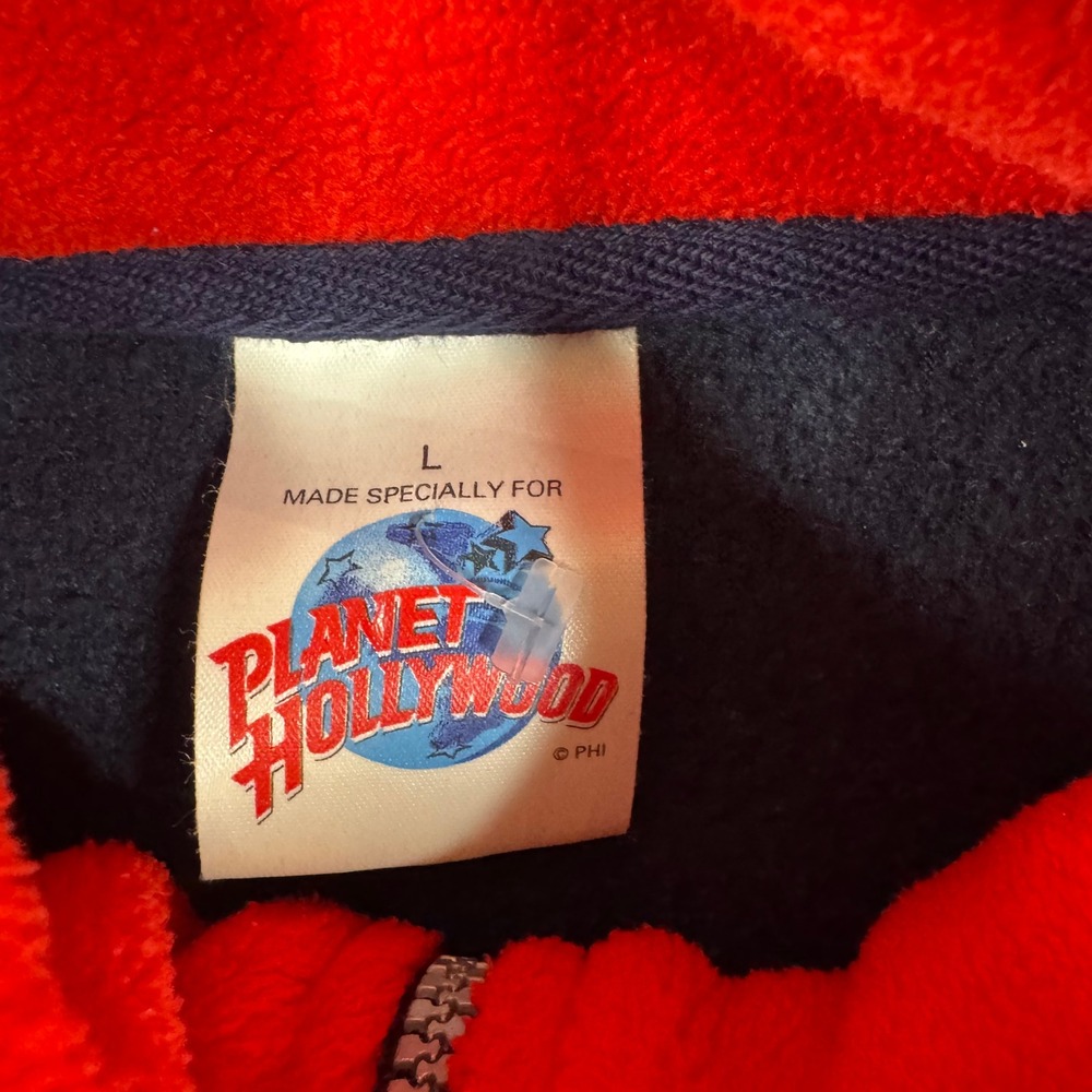 Planet Hollywood Fleece Jacket Mens Size L Navy Red Full Zip Embroidered Logo - Picture 4 of 10